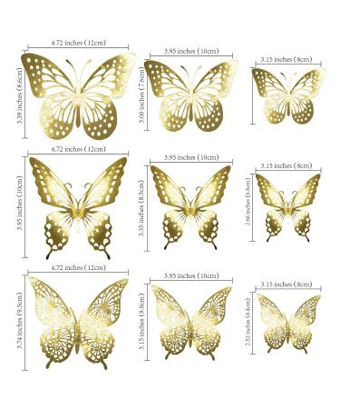 Gyufise 36 Pack Gold Glitter 3D Butterfly Cupcake Toppers for Birthday Wedding Party | Hollow Butterfly Cake Decorations & Wall Stickers - Buy Online on GoSupps.com