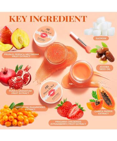 ANAiRUi Lip Mask & Scrub Set - Peach Collagen Lip Care Kit for Dry, Cracked Lips - Overnight Treatment for Lip Lines - Moisturizer & Exfoliator Sugar Scrub - Buy Online on GoSupps.com