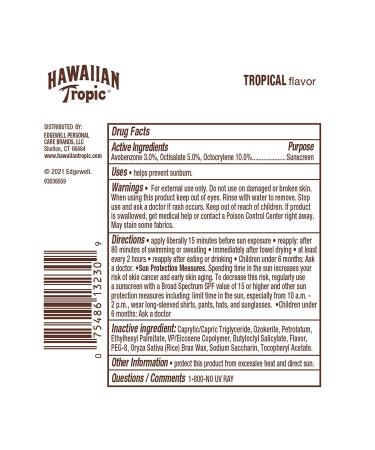 Hawaiian Tropic Lip Balm Sunscreen Stick SPF 30 0.14oz - Pack of 10 | Moisturizing Sun Protection - Buy Online on GoSupps.com