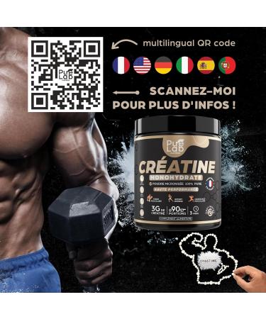 Creatine Monohydrate Powder 100% Pure Micronized Quality - 90 Servings - High Absorption - Performance Strength Muscle Mass and Intense Effort - 100% Vegan - Buy Online on GoSupps.com