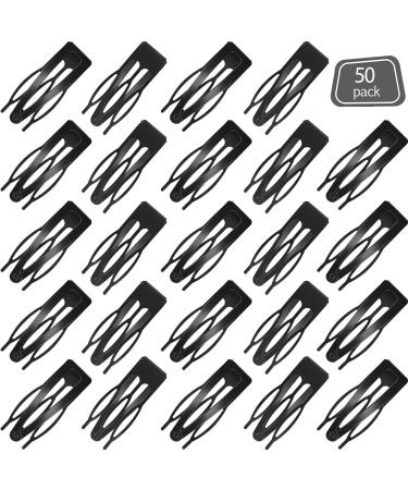 50 Pieces Double Grip Hair Clips Metal Snap Hair Barrettes Hair Pins for Women Hairstyle Making (Black)