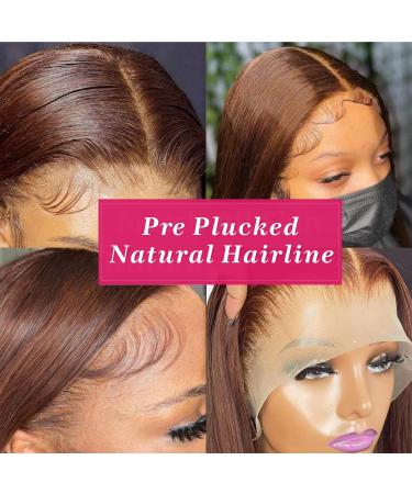 ZLIKE 28inch Brown Straight HD Lace Front Wig - Brazilian Virgin Human Hair Wig for Women - Buy Online on GoSupps.com