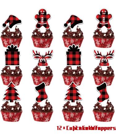 Norinoya 12Set Christmas Cupcake Toppers and Wrappers Merry Christmas Cake Topper for Christmas Eve Party Decorations Party Supplies Christmas-12 - Buy Online on GoSupps.com