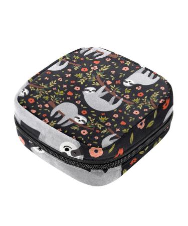 Funny napkin storage bags with sloth tree flowers braid patterns storage bags menstrual pocket portable menstrual cup bag with zipper