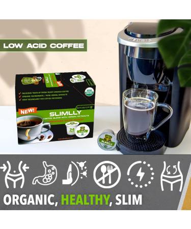 SOLLO Infused Organic Dark Roast Slimlly Low Acid Coffee Single Serve Pods Compatible With 2.0 K-Cup Keurig Brewers 24 K-cup - Buy Online on GoSupps.com