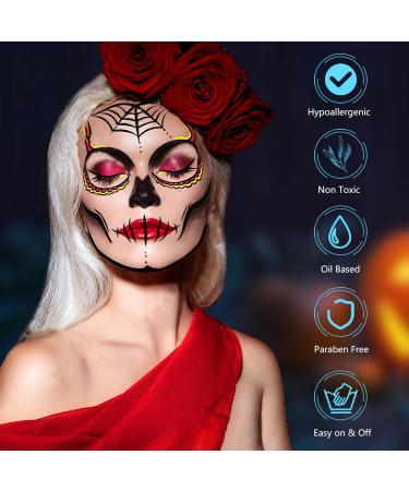 Professional Oil Based Face Paint Palette Set - 12 Flash Colors for Adults, Halloween Makeup & Cosplay - Buy Online on GoSupps.com
