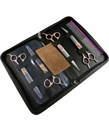 Fenice Peak 7 Professional Dog Grooming Scissors Set - Rose Gold 440C Stainless Steel - 4pcs Combo Set for Pet Grooming Services - Dogs and Cats - 7 - Buy Online on GoSupps.com