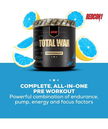 Redcon1 Total War - Pre Workout  30 Servings  Boost Energy  Increase Endurance and Focus  Beta-Alanine  Caffeine (Blue Lemonade) - Buy Online on GoSupps.com