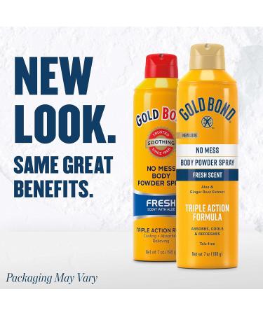 Gold Bond No Mess Talc-Free Body Powder Spray 7 oz. Fresh Scent with a Triple Action Formula (Pack of 2) 7 Ounce (Pack of 2) Talc-Free - Buy Online on GoSupps.com