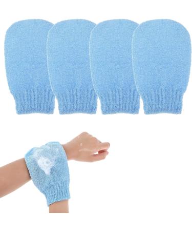 Sibba 2 Pairs Exfoliating Gloves - Body Scrubber for Shower & Bath - Removes Dirt, Dead Skin, Tan & Keratosis Pilaris - Exfoliating Mitt (Blue) - Buy Online on GoSupps.com