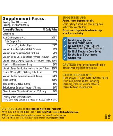 Nature Made Multi for Him Mens Multivitamins Gummies Energy Metabolism Support Multivitamin for Men 70 Gummy Vitamins and Minerals 35 Day Supply Cherry and Mixed Berry 70 Count (Pack of 1) - Buy Online on GoSupps.com