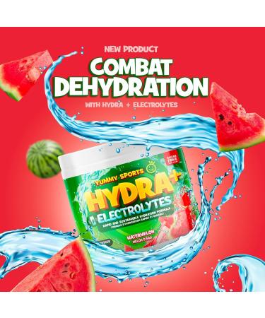 Yummy Sports Hydra+ Electrolyte Instant & Long-Lasting Hydration - Electrolyte Powder with Himalayan salt Coconut Water Powder Vitamin C Magnesium & Potassium Citrate 30 Servings 210g - Sour Watermelon - Buy Online on GoSupps.com