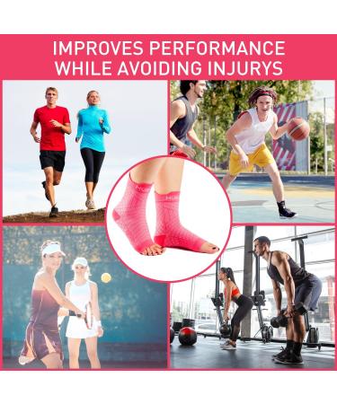 Hueglo 4 Pair Orthopedic Compression Socks - Ankle Bandage for Neuropathy Arthritis & Plantar Fasciitis - Sports Support & Pain Relief - Pink M - Buy Online on GoSupps.com