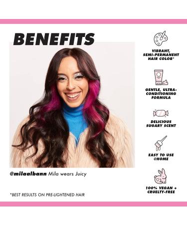 Lime Crime Unicorn Hair Dye - Juicy Fuschia (Pink-Purple) | Vegan & Cruelty-Free Semi-Permanent Color | Conditions & Moisturizes | Citrus Vanilla Scent - Buy Online on GoSupps.com