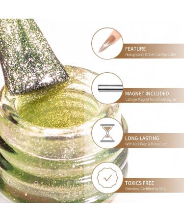 MAYCHAO 15ml Apple Green Magnetic Cat Eye Gel Nail Polish | Soak Off Holographic Polish for Nail Art | DIY Manicure Salon Quality - Buy Online on GoSupps.com