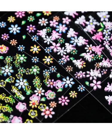 CHANGAR 30 Sheets Flower Nail Art Stickers 3D Self-Adhesive Colorful Floral Nail Decals Cute Design Nail Supplies for Women Manicure DIY - Buy Online on GoSupps.com