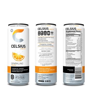 CELSIUS Essential Energy Drink 12 Fl Oz  Sparkling Orange (Pack of 12) Sparkling Orange 12 Fl Oz (Pack of 12) - Buy Online on GoSupps.com