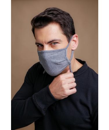 Cottonique Hypoallergenic Face Mask with Adjustable Earloops (2/Pack | Melange Grey) - Buy Online on GoSupps.com