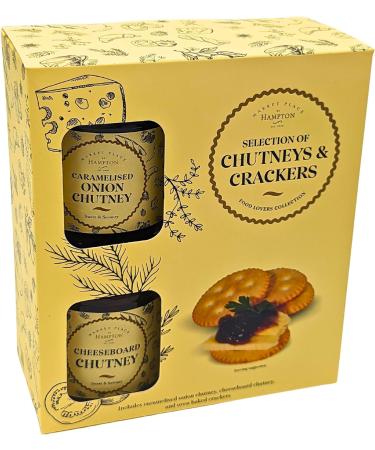 Sweet & Savoury Chutney & Crackers Set - Cheeseboard Chutney & Caramelised Onion Chutney - Perfect Food Gifts for Cheese Lovers - Buy Online on GoSupps.com