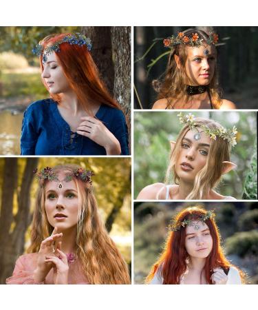MOSTORY Woodland Fairy Flower Crown - Crystal Elven Tiara Handmade for Women and Girls - Bridal Elf Floral Headpiece for Cosplay, Halloween, Christmas, Wedding - Blue Daphne Design - Variable Size Wreath Headband - Buy Online on GoSupps.com