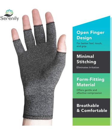 Serenily Arthritis Gloves - Compression Gloves for Carpal Tunnel & Raynauds Syndrome - Open Finger Glove for Rheumatoid & Osteoarthritis Pain Relief - Medium Size - Pack of 1 - Buy Online on GoSupps.com