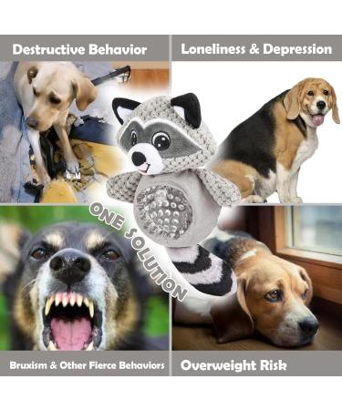 Wookiwuki Dog Toys for Small & Medium Breeds - Cute Raccoon Shape Soft Squeaker & Crinkle Tail - Fun Puzzle Toys for Puppies - Buy Online on GoSupps.com