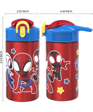 Zak Designs Marvel Spider-Man Stainless Steel Kids Water Bottle - Flip Straw, Locking Spout Cover - 15.5oz Non-BPA Cup for Sports/Travel - Spidey and His Amazing Friends - Buy Online on GoSupps.com