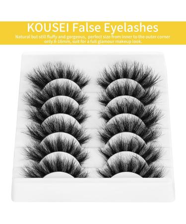 KOUSEI False Eyelashes 6 Pairs Fluffy Volume Dramatic Natural Cross Fake Lashes Soft Handmade Wispy Eye Makeup (0.05mm Thickness) - Buy Online on GoSupps.com