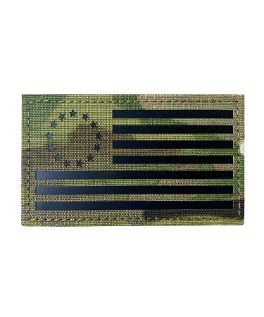 2x3.5" Infrared IR Betsy Ross USA American Flag Tactical Vest Patch Hook-Fastener Backing (Multicam)