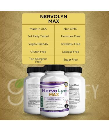 GREENVIFY NervoLyn Max Maximum Strength Nerve Support Supplement 60 Capsules with Vitamin B Complex Vegan Gluten Free Non-GMO 30 Day Supply (2) - Buy Online on GoSupps.com