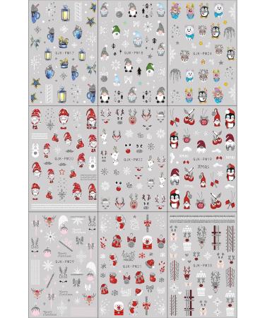 Christmas Nail Stickers 9 Sheets Self-Adhesive Nail Decal Elk Nail Art Decoration Design Supplies - Buy Online on GoSupps.com