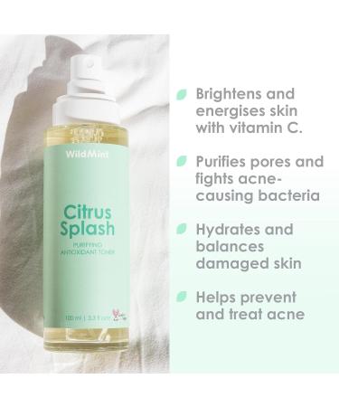 WildMint Citrus Splash Natural Face Toner | Brightening Toner for Sensitive Mature & Damaged Skin | Vitamin C for Dark Spots & Acne Prone Skin | UK Made Vegan & Cruelty-Free Skincare | 100ml - Buy Online on GoSupps.com