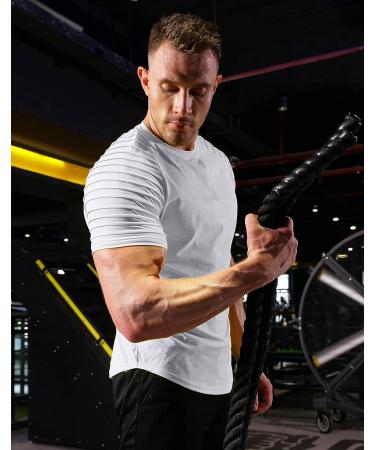 Pinkbomb Men's Muscle T-Shirt - Short Sleeve Athletic Gym Tee (Light Grey, Medium) - Buy Online on GoSupps.com
