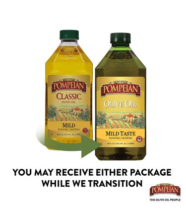 Pompeian Mild Taste Olive Oil 68 Fl Oz - Perfect for Roasting & Sauteing, Gluten-Free, Non-Allergenic, Non-GMO - Buy Online on GoSupps.com