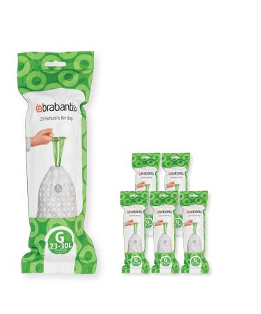 Brabantia garbage bag Perfectfit Multipack (Code G - 23l / 30l) Extra strong garbage bags with a train tape 6 rolls (120 garbage bags) White - Code G 20 pieces (6 Pack) - Buy Online on GoSupps.com