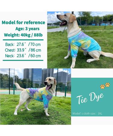 PriPre Tie Dye Dog Clothes - Breathable Cotton Shirt for Large Dogs - Tiedye Blue 3XL - Buy Online on GoSupps.com