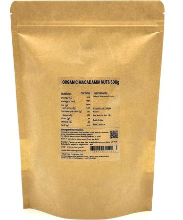 Organic Macadamia Nuts 500g - No Additives or Preservatives - Vegan GMO-Free Certified Organic - Delicious and Nutritious Nuts - Thames Organic 500g - Buy Online on GoSupps.com