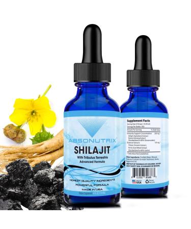 Absonutrix Shilajit with Tribulus Terrestris 390 mg 4 Oz Liquid 300 Servings Made in USA Quick Absorption Quality Potent Ingredients Non-GMO GMP Certified Facility Cruelty-Free Products