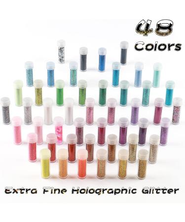 48 Jars Face & Eye Glitter Set - Assorted Colors Nail, Body, Hair Art Fine Loose Chunky Glitter - Buy Online on GoSupps.com