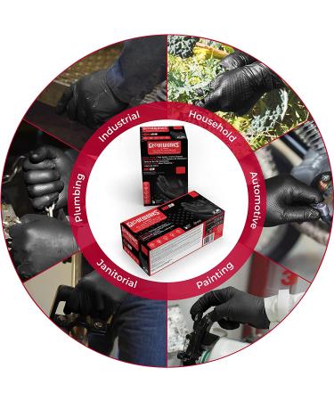 GLOVEWORKS HD Black Nitrile Industrial Disposable Gloves  6 Mil  Latex & Powder-Free  Food-Safe  Raised Diamond Texture X-Large (Pack of 100) Box of 100 - Buy Online on GoSupps.com