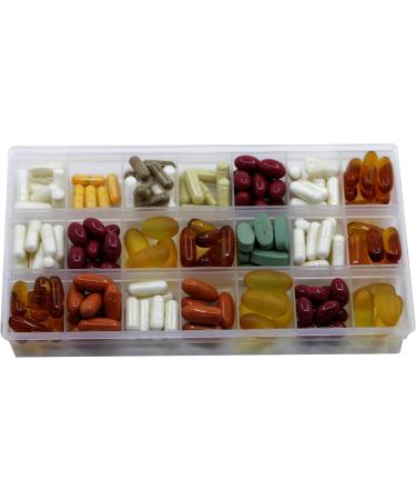 21 Compartments Pill Organizer Box - Weekly AM/PM Medicine Remainer for Pills & Vitamins | Inspirations - Buy Online on GoSupps.com