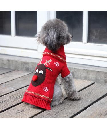 HRTTSY Christmas Dog Sweater - Cartoon Reindeer Knitwear for Pets | Warm Winter Clothes for Dogs & Cats - Buy Online on GoSupps.com