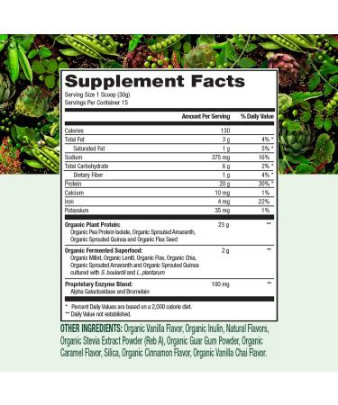 PlantFusion Complete Organic Vegan Protein Powder - 1 LB Vanilla Chai - Gluten Free & USDA Organic - Buy Online on GoSupps.com