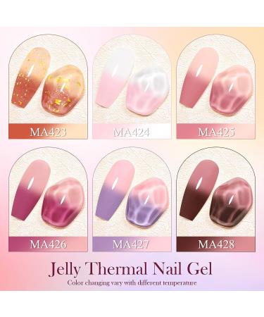 MEET ACROSS Pink Color Changing Gel Nail Polish Set - Mood Temperature Change Translucent Nude Pink Gel Polish with Foil & Crystal Accents - Buy Online on GoSupps.com