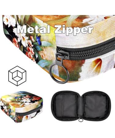 Women's Travel Storage Bag - Large Capacity Makeup Organizer for Menstrual Cups & Accessories - Butterfly & Flower Oil Paintings Design - Buy Online on GoSupps.com