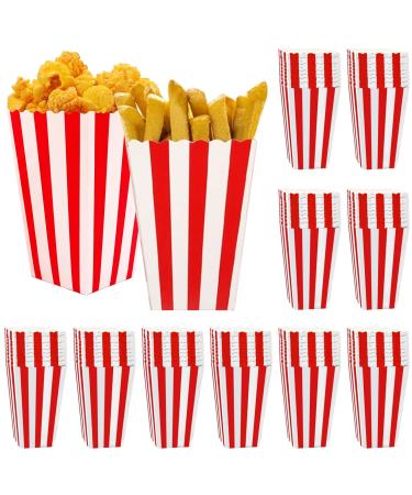 LAANCOO 100Pcs Popcorn Boxes 4.5 Inches Tall Red & White Popcorn Bags Mini Pop Corn Buckets Cardboard Candy Containers for Party Snacks Candies Popcorn Gift Bags Christmas