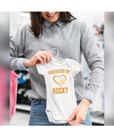Personalized Protected By [Dog Name] Baby Grow for Baby Girl or Boy | Cute & Comfortable Vests with Matching Dog Scarf | 0-3 Months White - Buy Online on GoSupps.com