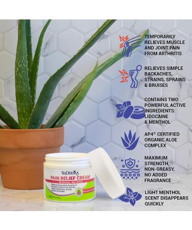 TriDerma Pain Relief Cream Maximum Strength - Heel, Foot, Back, Neck, Arthritis, Muscle, Nerve Pain Relief - 2oz Jar - Buy Online on GoSupps.com