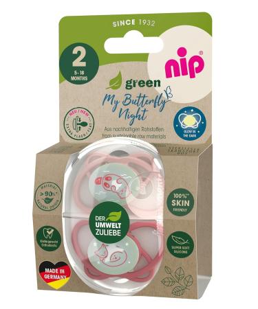 Nip Schnuller My Butterfly Night Green - Eco-Friendly Silicone Pacifier for 5-18 Months | Jaw-Friendly & Light Design - Buy Online on GoSupps.com