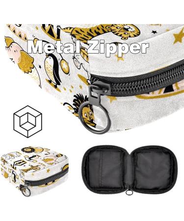 Womens Napkin Storage Bag - Circus Animal Design with Lion Tiger & Penguin | Funny Menstrual Cup & Portable Bandage Storage for First Period - Buy Online on GoSupps.com